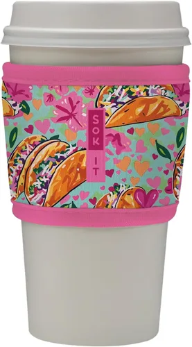 Vista 163 de Sok It HotSok Coffee & Tea - Funda de neopreno con aislamiento reutilizable (floral abstracto)