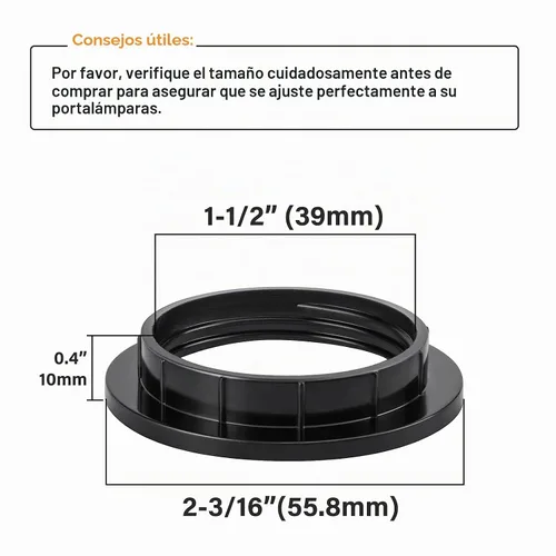 Vista 2 de DiCUNO Anillos de pantalla de lámpara E26, anillo de enchufe de luz negra, reemplazo de zócalo de bloqueo para soporte de lámpara roscado de base