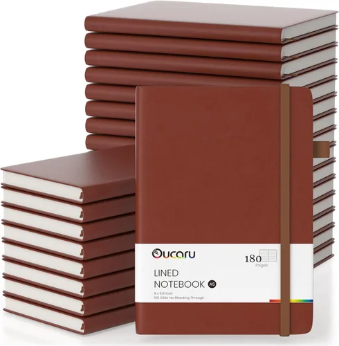 Vista 38 de Oucaru Cuaderno rayado, paquete de 4, 180 páginas, diarios A5 para escribir, papel grueso de 100 GSM, cuadernos pequeños diarios para mujeres