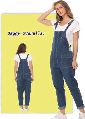 Vista 2 de Soojun - Overol para mujer, diseño de mezclilla