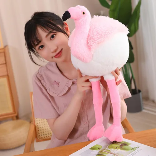Vista 2 de Peluche redondo suave de flamenco gordo para decoración del hogar, almohada de flamenco de peluche, regalo para niños o amantes (rosa, 19.7 pulgadas)