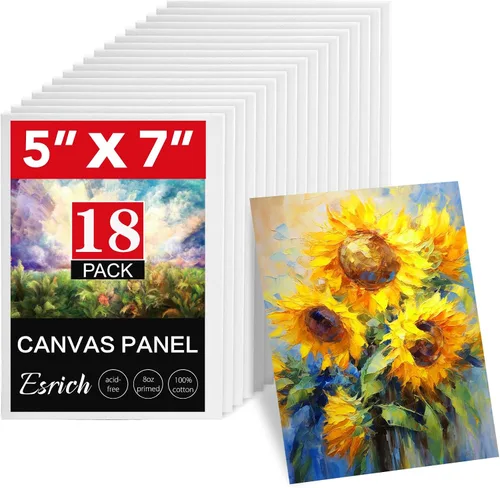 Vista 13 de ESRICH Tableros de lona para pintura, paquete de 15 lienzos de 4 x 4, 100% algodón, pequeños lienzos imprimados sin ácidos, mini paneles de lienzo