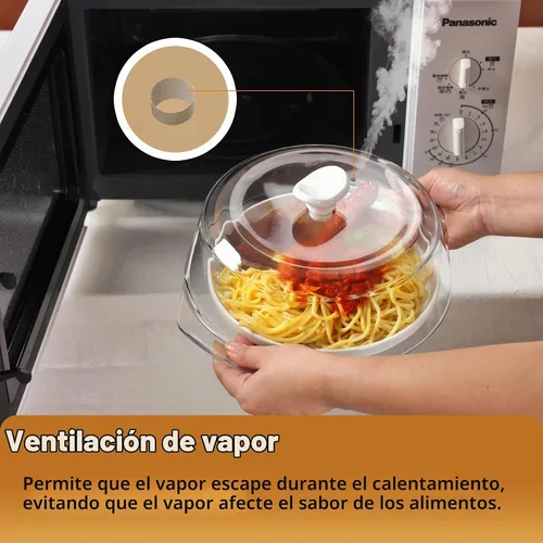 Vista 4 de Nueva cubierta de microondas de vidrio mejorada para alimentos con mango