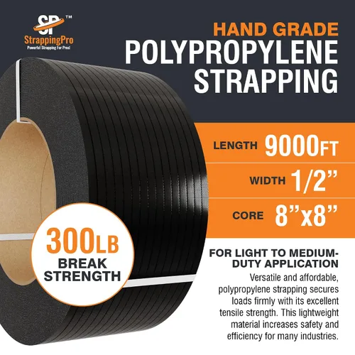 Vista 3 de Strapping Pro - Rollo de flejado de polipropileno de grado manual de resistencia industrial para envío de cajas