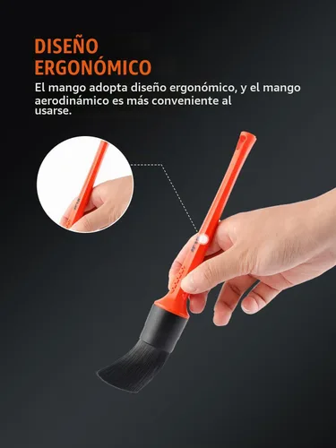 Vista 4 de Kit de cepillos para detalle de coche, juego de 6 cepillos de pelo de jabalí para automóvil, cepillos de microfibra para limpieza sin rayones