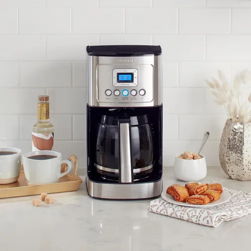 Vista 4 de Cuisinart Cafetera, jarra de vidrio de 14 tazas, totalmente automática para control de fuerza de preparación y ajuste de 1-4 tazas, acero