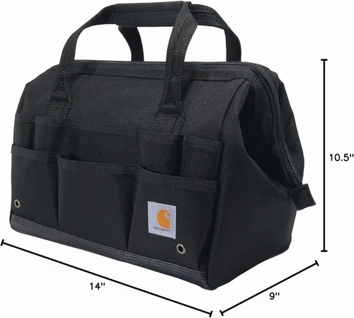 Vista 7 de Carhartt Onsite Bolsa de herramientas, duradera resistente al agua, bolsa de almacenamiento de herramientas, pesada, 14 pulgadas, 26 bolsillos, negro