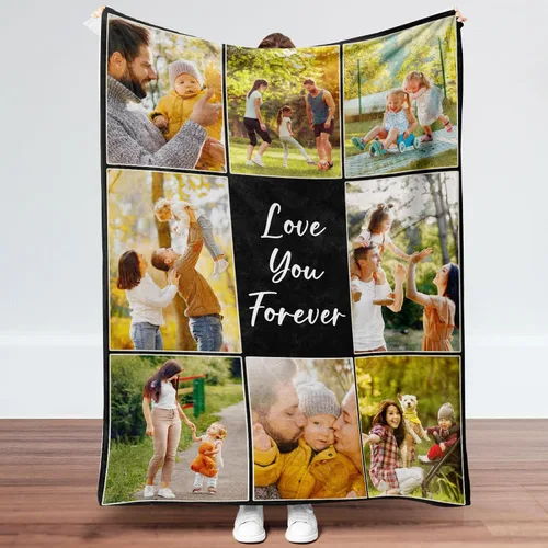 Vista 11 de Manta personalizada con imagen, regalos para novio, novia, manta de fotos personalizada para cumpleaños, aniversario, boda, Navidad