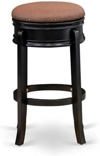 Vista 4 de East West Furniture AMS030-112 Amherst - Taburete moderno para mostrador – Forma redonda de piel sintética marrón tostado tapizado para encimera