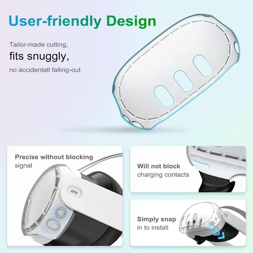 Vista 5 de TiMOVO Accesorios para Meta Quest 3, funda protectora para Quest 3, incluye cubierta transparente, película protectora de vidrio templado ultra