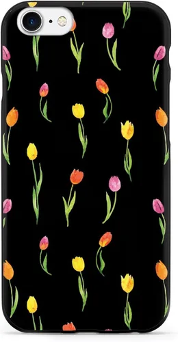 Vista 19 de Inspired Cases - Funda con textura 3D para iPhone Xs Max - Funda protectora de goma para Apple iPhone Xs Max - Patrón de tulipanes - Negro