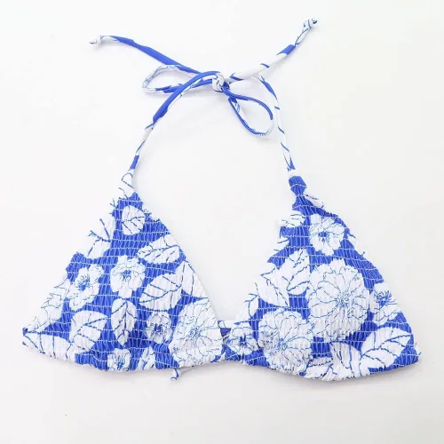 Vista 4 de MEGAPLEX Conjunto de bikini triangular pequeño de dos piezas para mujer, traje de baño sexy de moda, bikini con correa para mujer, A-azul, A-azul