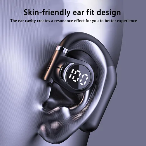 Vista 4 de Bluetooth 5.3 Open-Ear Air Conduction Headphones, HiFi Stereo Sound, 30 Hrs , Over-Ear Wireless Earbuds with LED Power Display for Sport Work