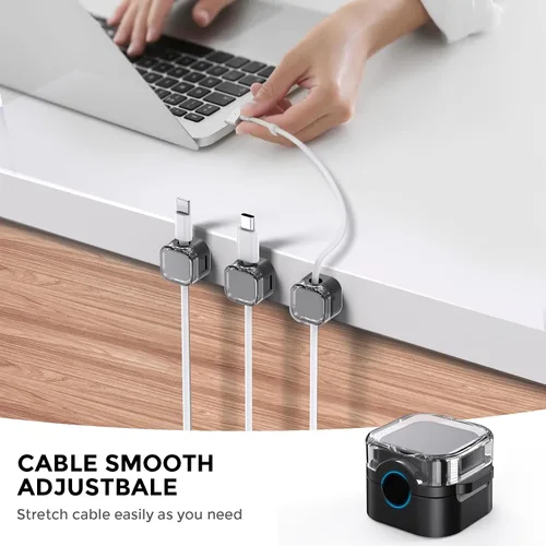 Vista 3 de AhaStyle Organizador de cables magnético [1s Lock] Paquete de 6 soportes para cables