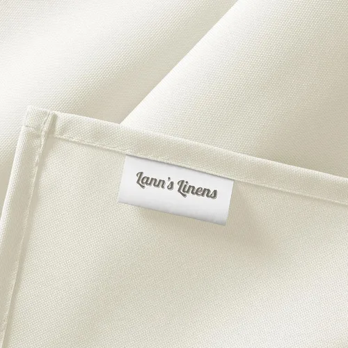 Vista 6 de Lann's Linens - Mantel rectangular de tela de poliéster de primera calidad para bodas, banquetes y restaurantes Marfil
