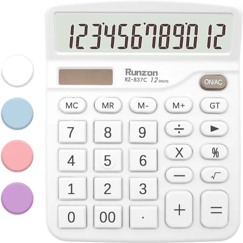 Vista 6 de Green Calculator, 10 Digits Solar Battery Basic, Dual Powered Desktop Calculator, Tilted LCD Display, Inclined Design Slim