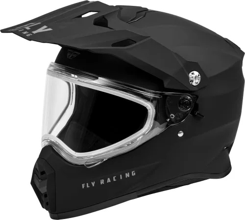 Vista 6 de Fly Racing Trekker Cold Weather MX ATV Off-Road Motorcycle Helmet Pizarra/Negro/Rojo (Dual Shield)