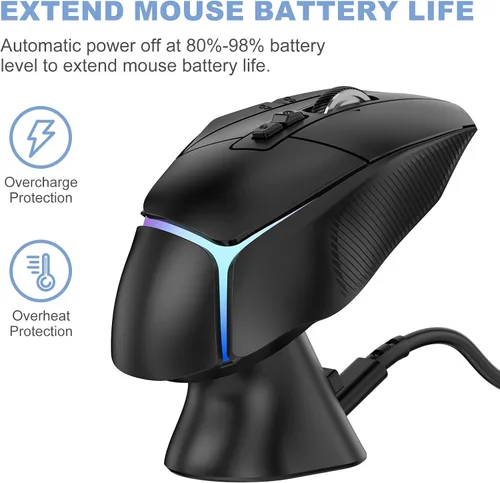 Vista 2 de Base de carga Soarking para ratón de computadora Logitech G Pro X Superlight 2/1, G502/G502X/G502X Plus Lightspeed, G703, G903 Lightspeed y sistema