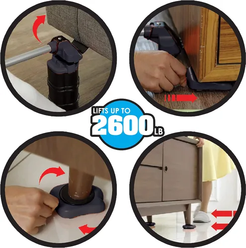 Vista 5 de Elevador de muebles resistente con 4 deslizadores para un movimiento fácil y seguro, rodillo para electrodomésticos adecuado para sofás, sofás cama