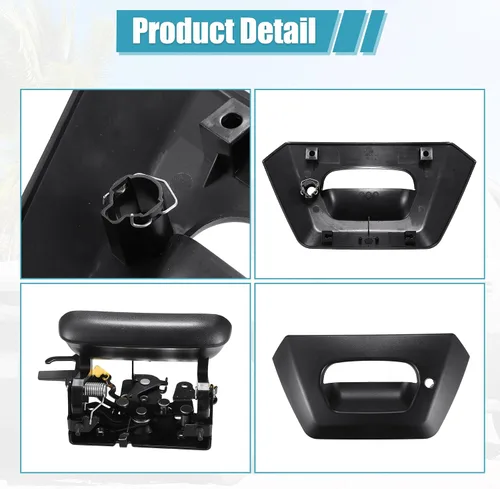 Vista 4 de uxcell 1 juego de manija de puerta trasera y bisel para Chevy Avalanche 1500 2500 Pickup Trunk 2002-2006 negro