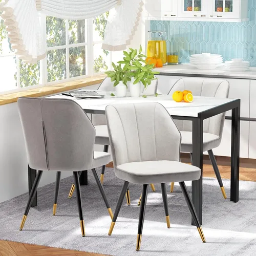 Vista 4 de Juego de 2 sillas de comedor, modernas sillas de comedor tapizadas sin brazos para cocina, comedor, escritorio, sillas laterales con patas de metal