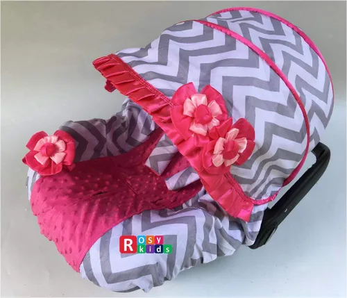 Vista 3 de Rosy Kids Cubierta de toldo para asiento de automóvil infantil, 3 piezas, caboodle, kit de cubierta de asiento de coche para bebé, color 03NR08