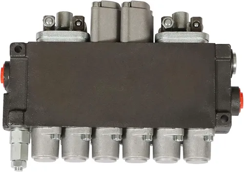 Vista 5 de Válvula de control direccional de retroexcavadora hidráulica de 2 joysticks, 6 carretes, 11 GPM para motores de cargador de tractor, carrete