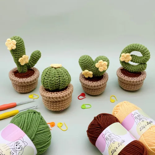 Vista 7 de Lily's Lyric Kit de ganchillo y manualidades Cactus Love Tutorial en video paso a paso para adultos adolescentes Idea de regalo