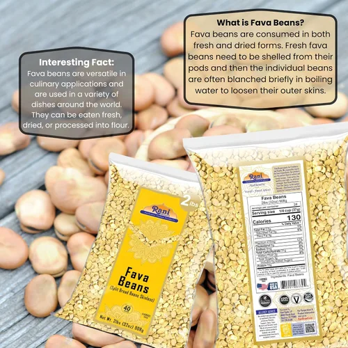 Vista 5 de Frijoles Rani Fava (sin piel), 32 onzas (2 libras) 32.03 oz ~ Todo natural Apto para gluten Sin OMG Kosher Vegano Producto de Estados