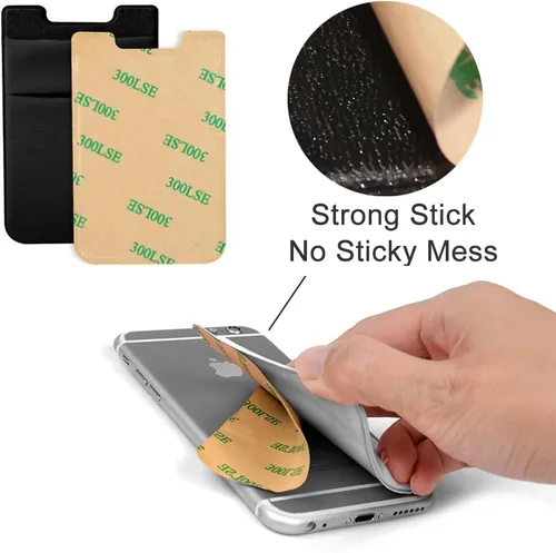 Vista 4 de Hoblaze Funda elástica para tarjetas de crédito, con bolsillo para tarjetas de crédito, funda adhesiva 3M, compatible con teléfonos inteligentes