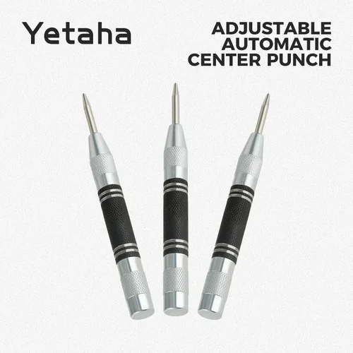 Vista 6 de Yetaha - Paquete de 3 perforadores centrales automáticos, de acero resistente de 5 pulgadas, con resorte central con herramienta de perforación
