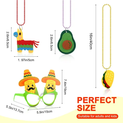 Vista 4 de Yunsailing 36 piezas de suministros de fiesta de tela con sombrero de paja, diademas y collares para fiestas mexicanas (estilo moderno)