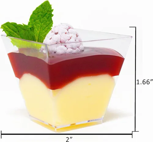 Vista 3 de 50ct Mini 2oz Square Piramid Clear Plastic Postre Cups CMJJ