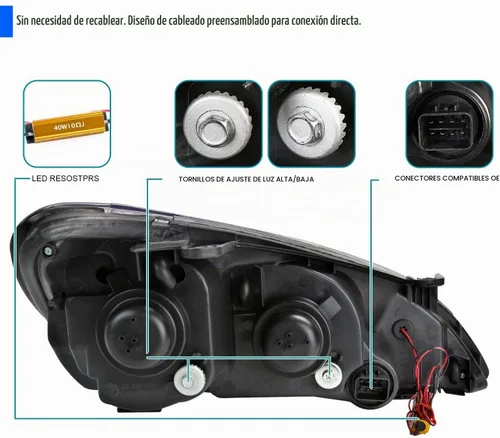 Vista 4 de SPEC-D TUNING Faros delanteros con barra de luz LED negra y proyectores con señal de giro secuencial compatible con Hyundai Genesis Coupe 2010-2012