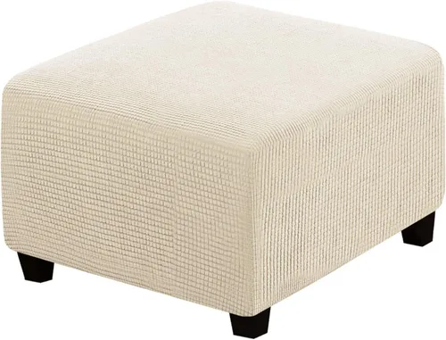 Vista 24 de ADPON Fundas otomanas cuadradas, fundas otomanas, protector de taburete de almacenamiento plegable, parte inferior elástica, tela jacquard de Negro