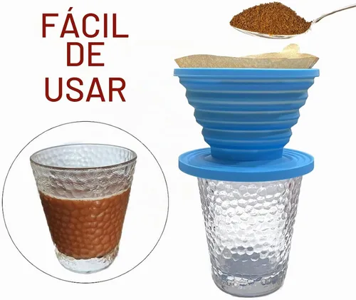 Vista 6 de Filtro de goteo de café plegable reutilizable con 5 filtros de Azul