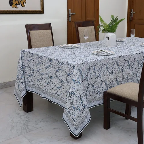 Vista 39 de Ridhi Mantel rectangular con estampado de bloque de mano verde espárragos Espárragos Verde Gadd