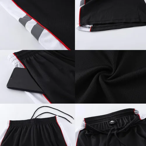 Vista 5 de Pantalones cortos deportivos para hombre de secado rápido con malla, bolsillos, entrepierna de 9 a 13 pulgadas por encima de la rodilla, cintura