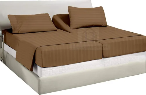 Vista 17 de Juego de sábanas divididas tamaño Queen para cama ajustable, juego de sábanas divididas de 5 piezas para cama Queen dividida de 600 hilos, 100%