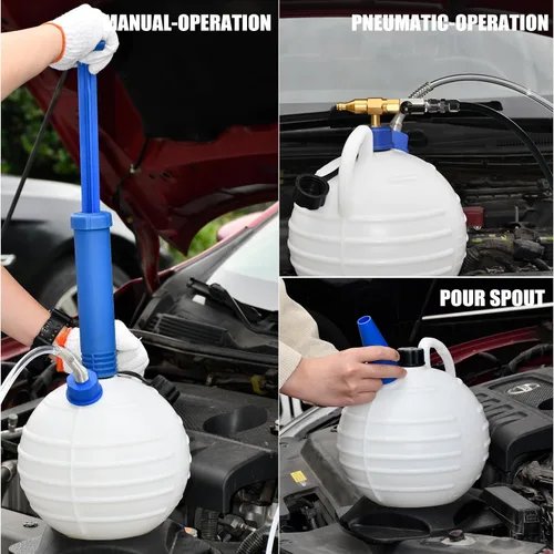 Vista 3 de SMOTIVEPRO - Bomba extractora de aceite al vacío, extractor de fluidos neumático/manual de 6L, bomba profesional de cambio de aceite de motor
