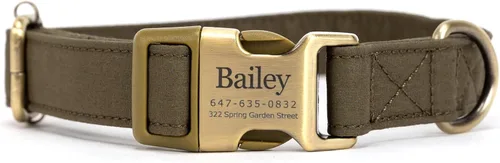 Vista 22 de Collar de perro personalizado con nombre y número de teléfono grabado, collar ajustable personalizado para cachorros, collar de algodón orgánico