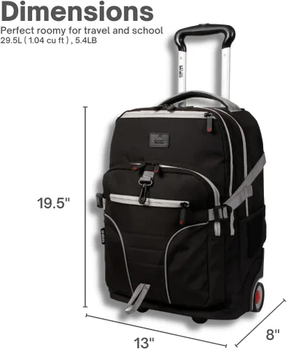 Vista 4 de J World New York Mochila rodante Lunar, bolsa para laptop con ruedas, Negro -, Mochila rodante Lunar, bolsa para laptop con ruedas