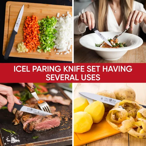 Vista 8 de ICEL Cutlery 241306010-Cuchillo de pelar dentado de 4 pulgadas, negro