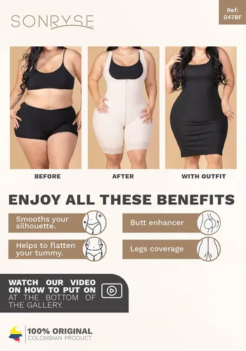 Vista 5 de Sonryse Fajas Colombianas Postparto Tummy Tuck Post Surgery Compression Bodysuit Garment for Women