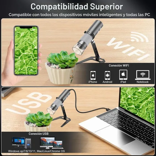 Vista 4 de Cámara de Microscopio Digital Inalámbrico Wi-Fi 4K HD Magnificador, Compatible con iPhone, iPad, Teléfonos Android y PC