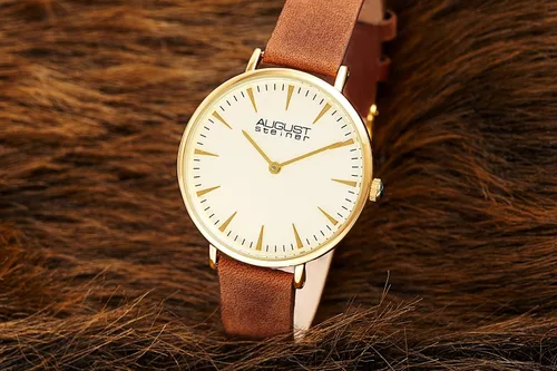 Vista 7 de August Steiner Reloj de pulsera de piel de nobuk con movimiento de cuarzo para mujer, AS8187