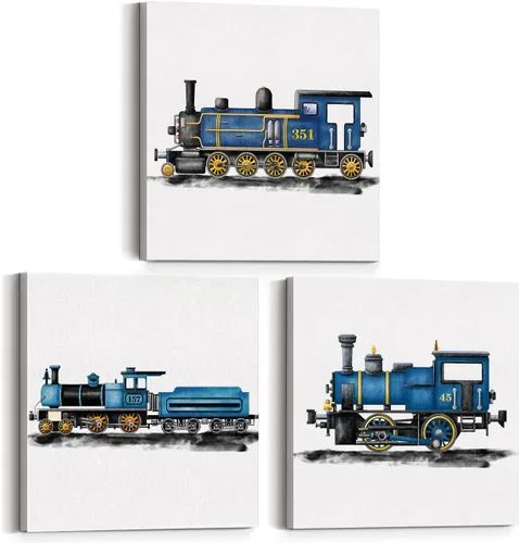 Vista 7 de Juego de 3 cuadros enmarcados para decoración de pared de tractores y viejos camiones de granja, cuadros en lienzo, cuadros para el hogar, niños