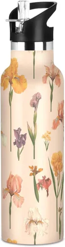 Vista 19 de Sport Insulated Water Bottle with Leak Proof Spout Lid Vacuum Insulated BPA-Free Leak Proof for Travel, Camping, Sports, Rustic Daisy Beige