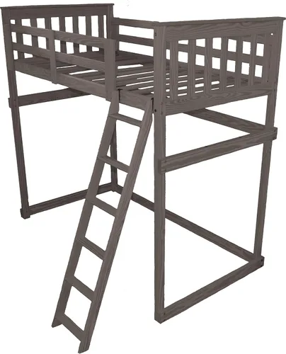 Vista 16 de Furniture Barn USA - Cama tipo loft de tamaño individual con escalera final, pintado de pino negro