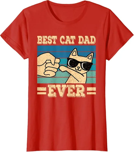Vista 32 de Best Cat Dad Ever Vintage Funny Cat Lover Retro Men T-Shirt Asphalt Grey